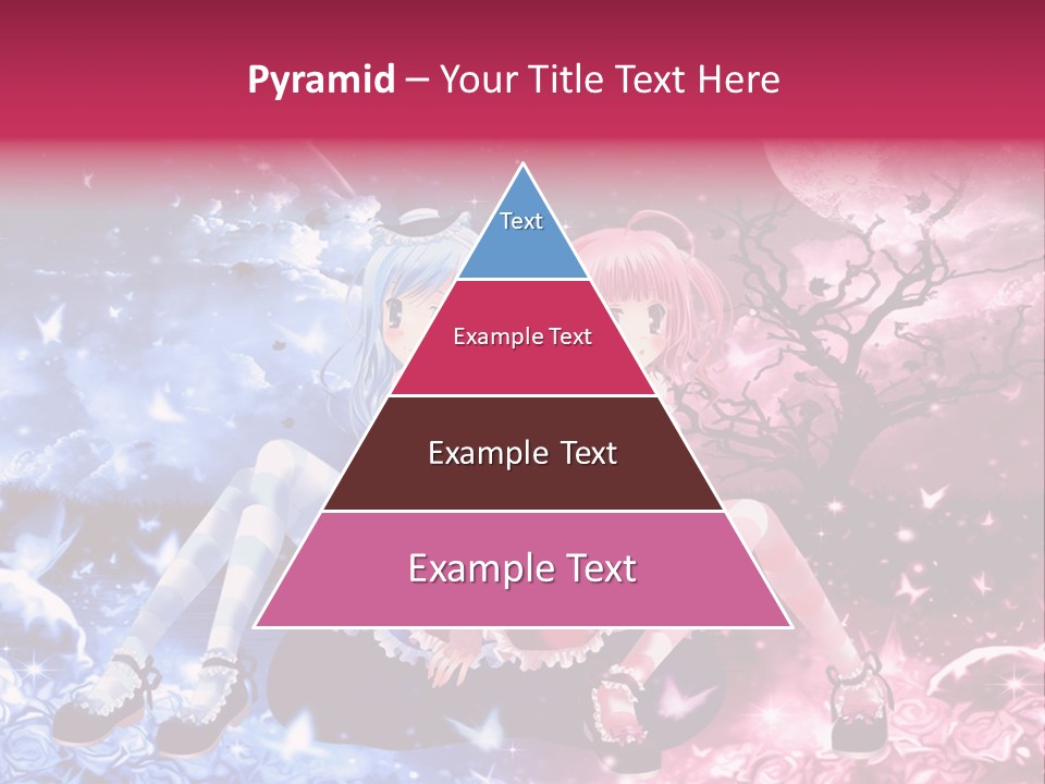 Two Anime Girls Sitting On A Tree In Front Of A Full Moon PowerPoint Template