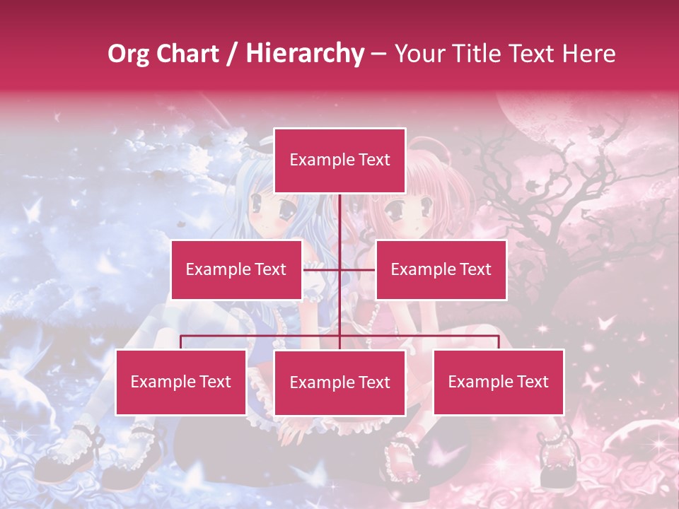 Two Anime Girls Sitting On A Tree In Front Of A Full Moon PowerPoint Template