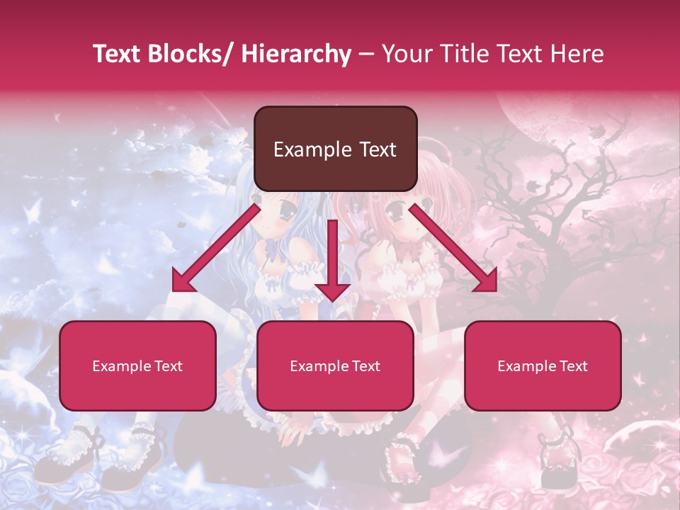 Two Anime Girls Sitting On A Tree In Front Of A Full Moon PowerPoint Template