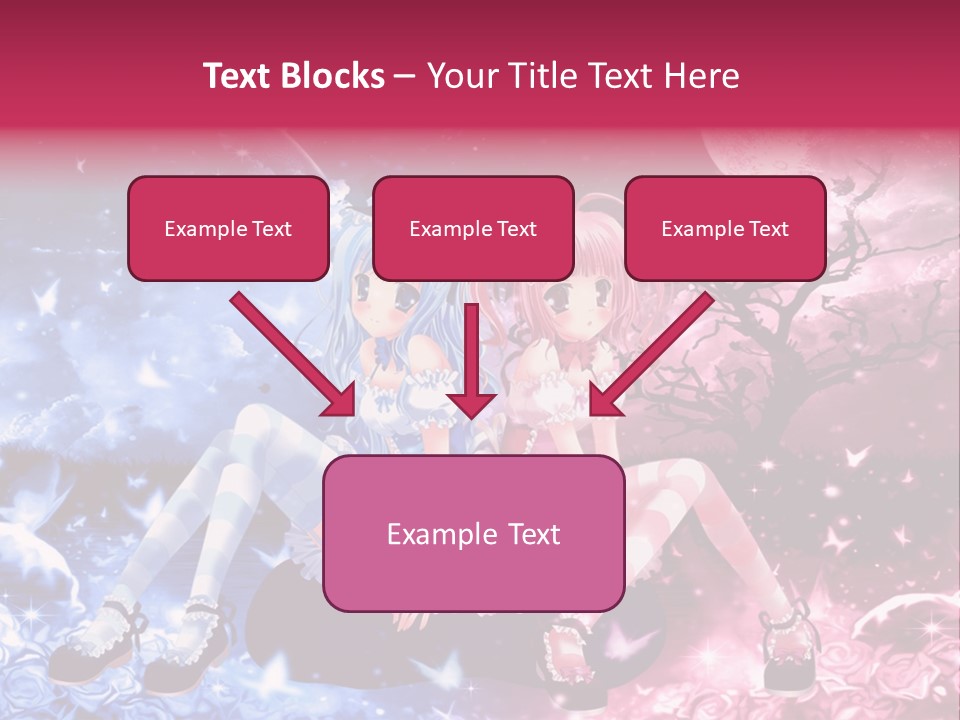 Two Anime Girls Sitting On A Tree In Front Of A Full Moon PowerPoint Template