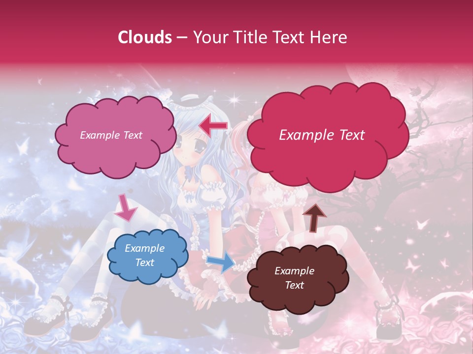 Two Anime Girls Sitting On A Tree In Front Of A Full Moon PowerPoint Template