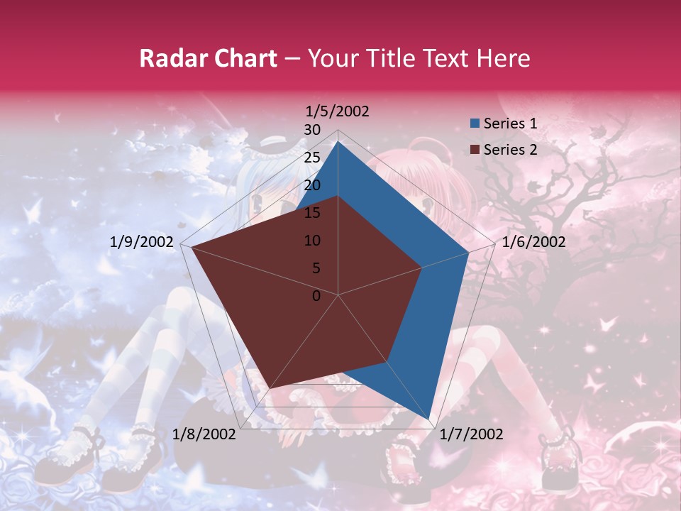 Two Anime Girls Sitting On A Tree In Front Of A Full Moon PowerPoint Template