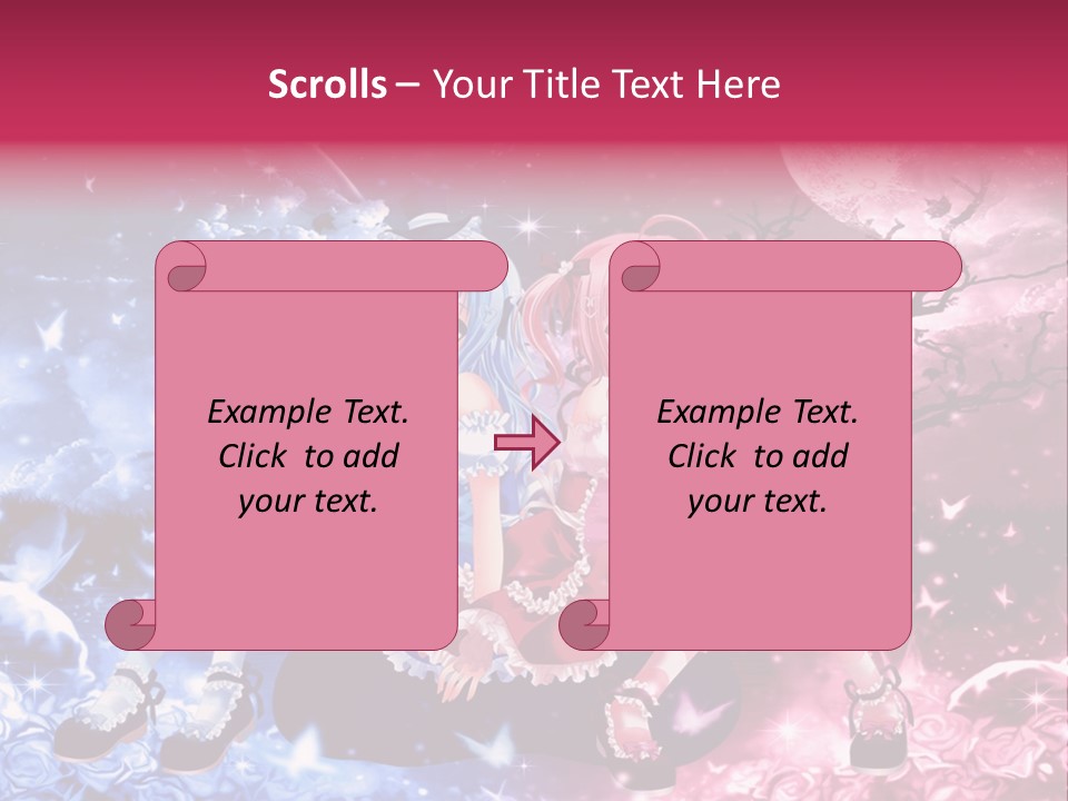 Two Anime Girls Sitting On A Tree In Front Of A Full Moon PowerPoint Template