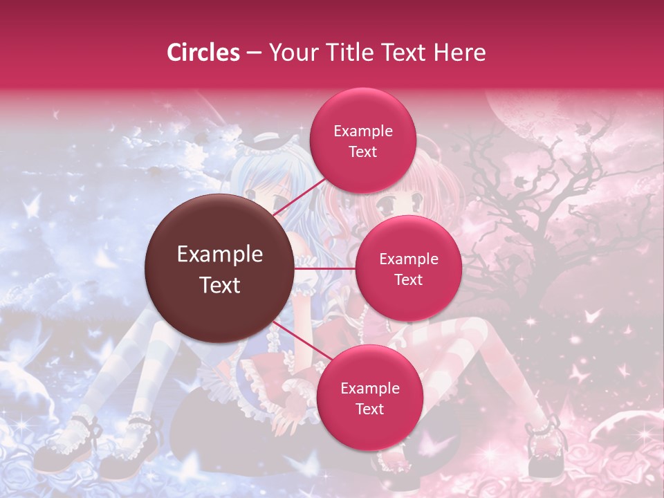 Two Anime Girls Sitting On A Tree In Front Of A Full Moon PowerPoint Template