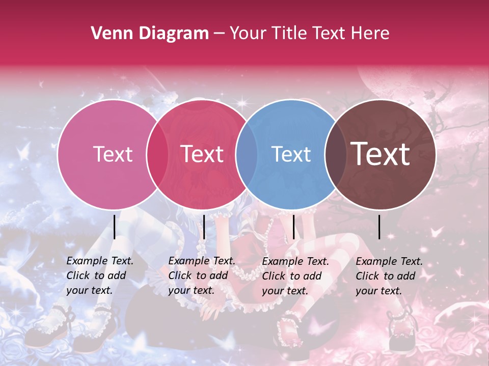 Two Anime Girls Sitting On A Tree In Front Of A Full Moon PowerPoint Template