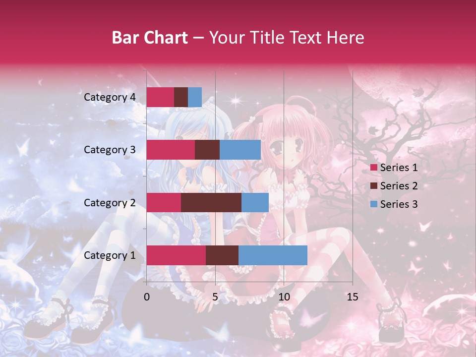 Two Anime Girls Sitting On A Tree In Front Of A Full Moon PowerPoint Template