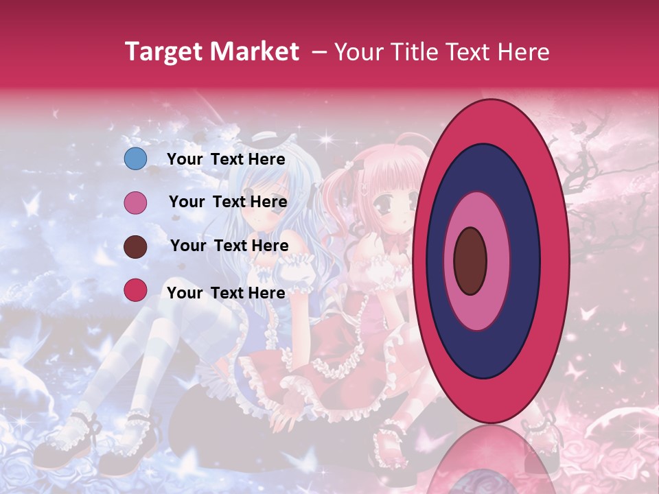 Two Anime Girls Sitting On A Tree In Front Of A Full Moon PowerPoint Template