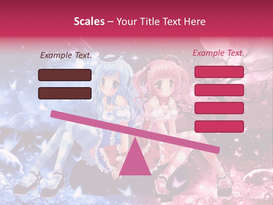 Two Anime Girls Sitting On A Tree In Front Of A Full Moon PowerPoint Template