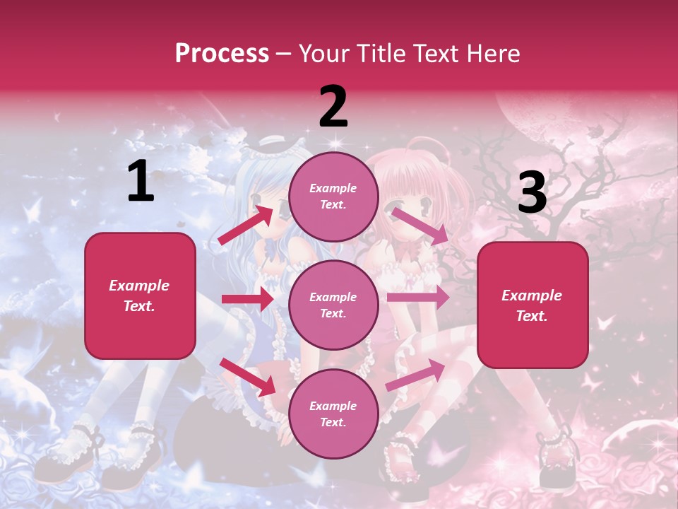 Two Anime Girls Sitting On A Tree In Front Of A Full Moon PowerPoint Template