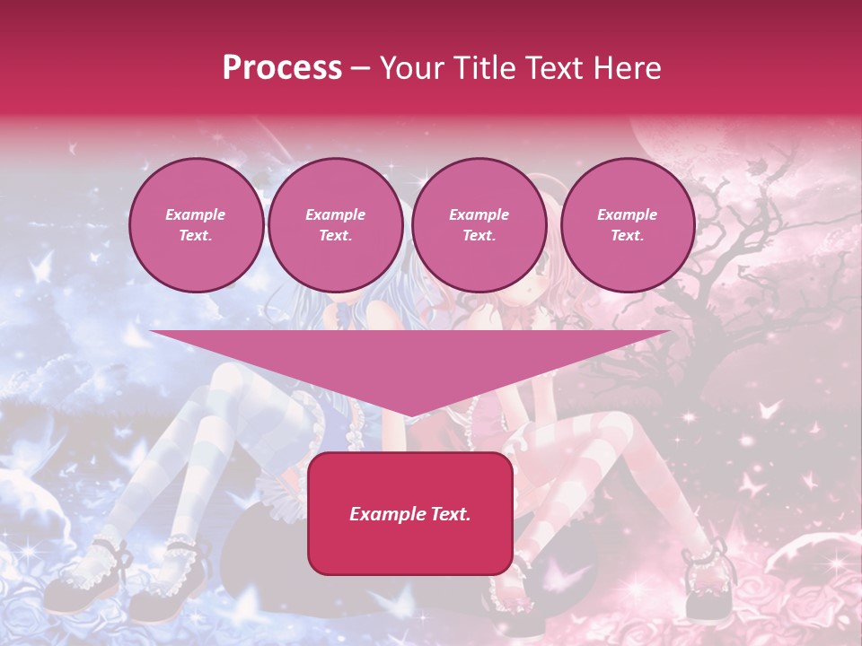 Two Anime Girls Sitting On A Tree In Front Of A Full Moon PowerPoint Template