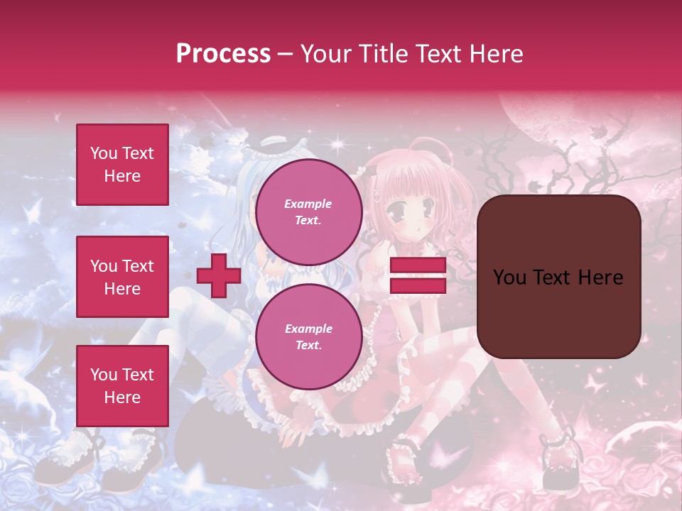 Two Anime Girls Sitting On A Tree In Front Of A Full Moon PowerPoint Template