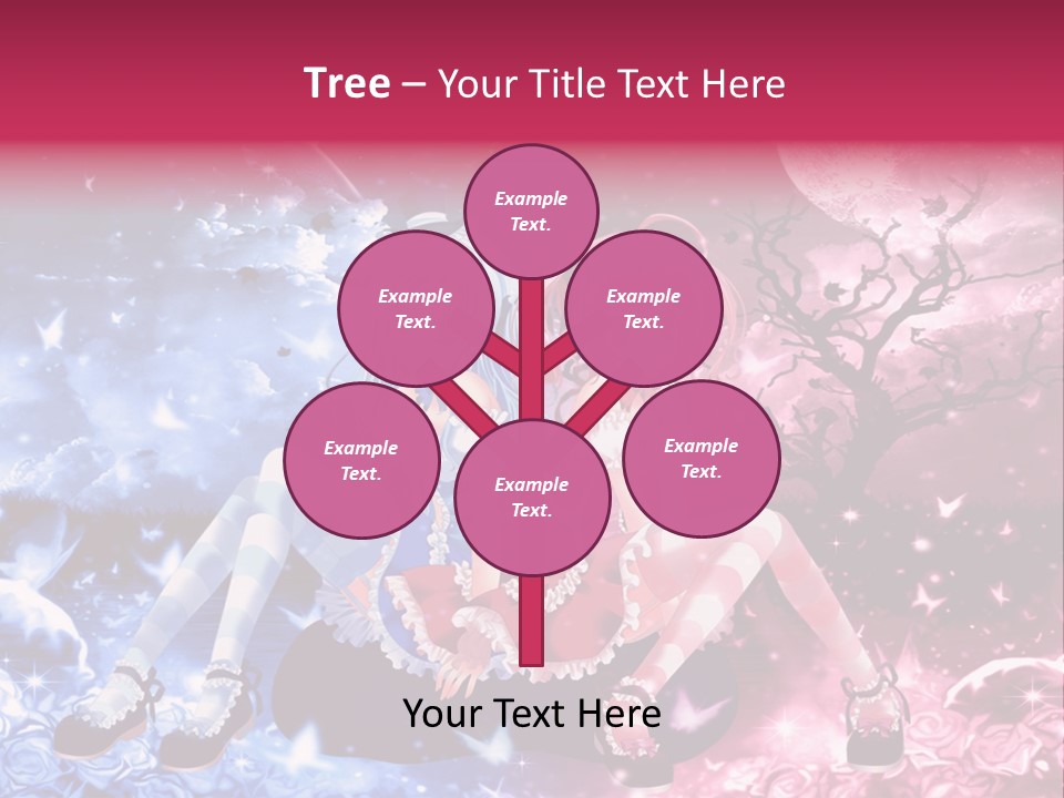 Two Anime Girls Sitting On A Tree In Front Of A Full Moon PowerPoint Template