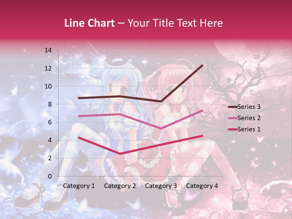 Two Anime Girls Sitting On A Tree In Front Of A Full Moon PowerPoint Template
