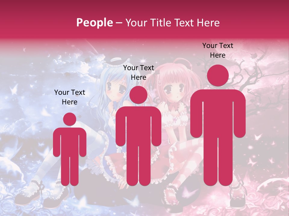 Two Anime Girls Sitting On A Tree In Front Of A Full Moon PowerPoint Template