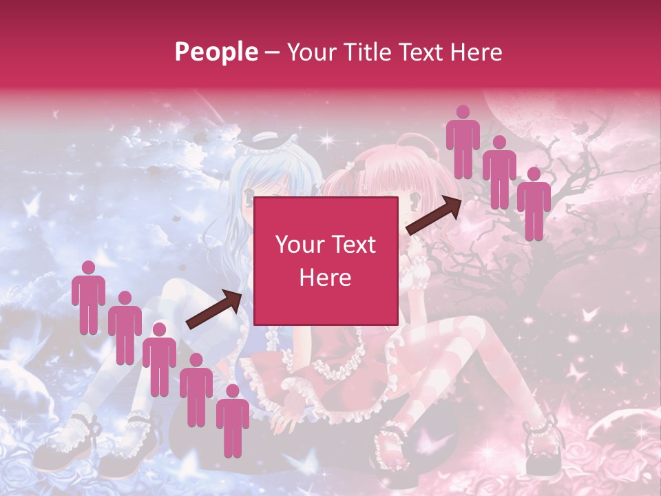 Two Anime Girls Sitting On A Tree In Front Of A Full Moon PowerPoint Template