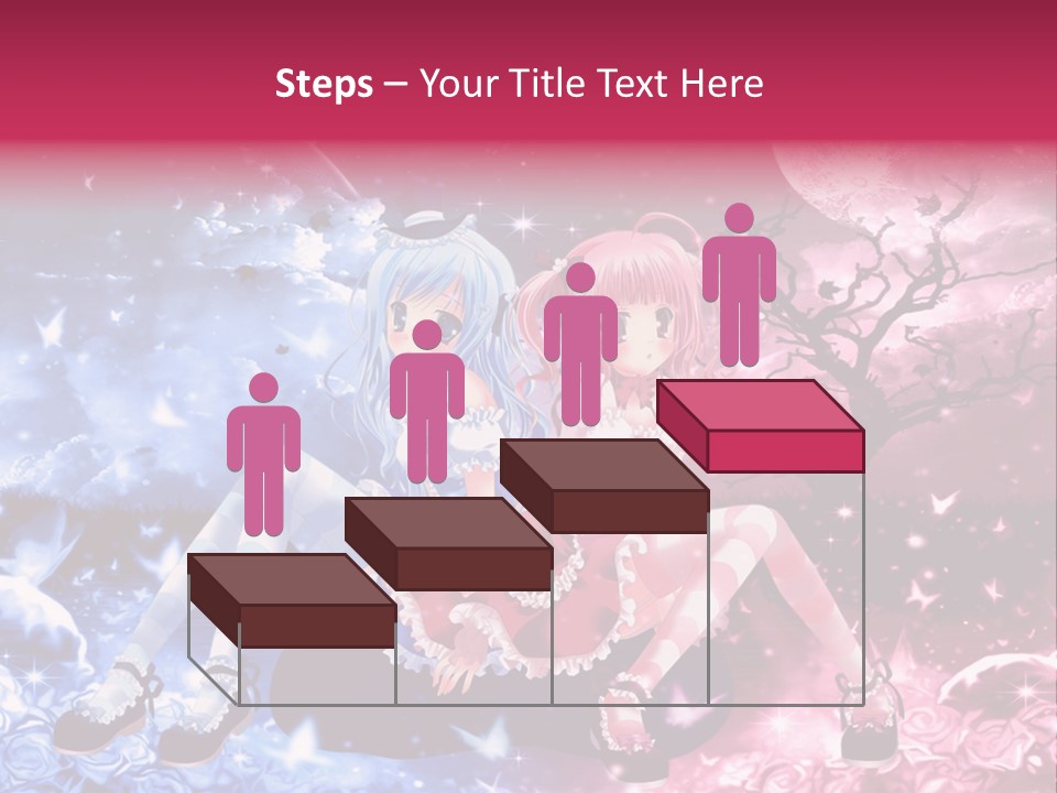 Two Anime Girls Sitting On A Tree In Front Of A Full Moon PowerPoint Template