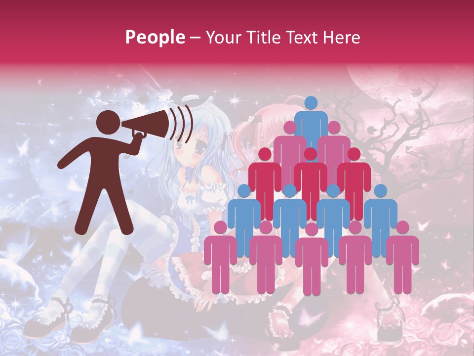 Two Anime Girls Sitting On A Tree In Front Of A Full Moon PowerPoint Template