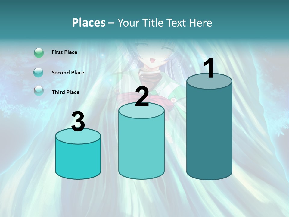 A Woman In A Blue Dress Standing In Front Of A Waterfall PowerPoint Template