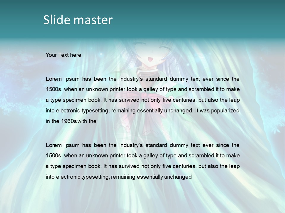 A Woman In A Blue Dress Standing In Front Of A Waterfall PowerPoint Template