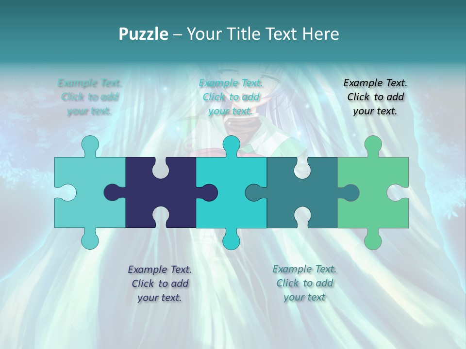 A Woman In A Blue Dress Standing In Front Of A Waterfall PowerPoint Template