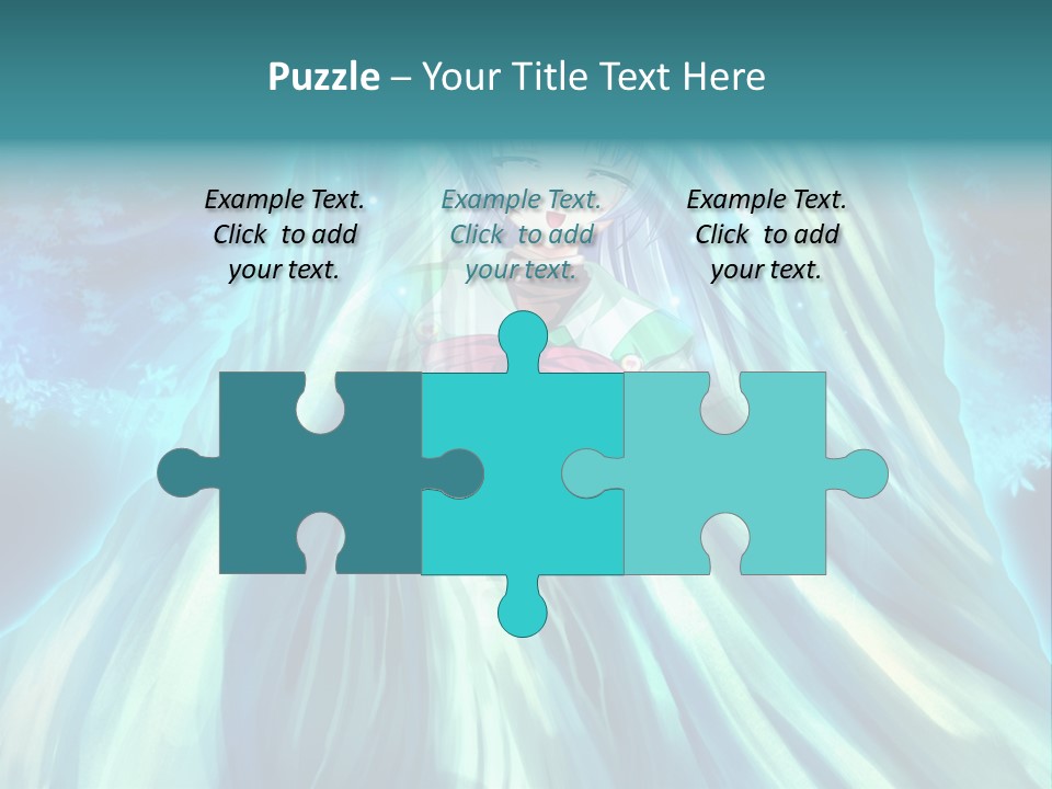 A Woman In A Blue Dress Standing In Front Of A Waterfall PowerPoint Template