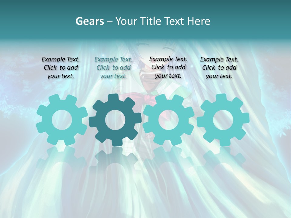 A Woman In A Blue Dress Standing In Front Of A Waterfall PowerPoint Template