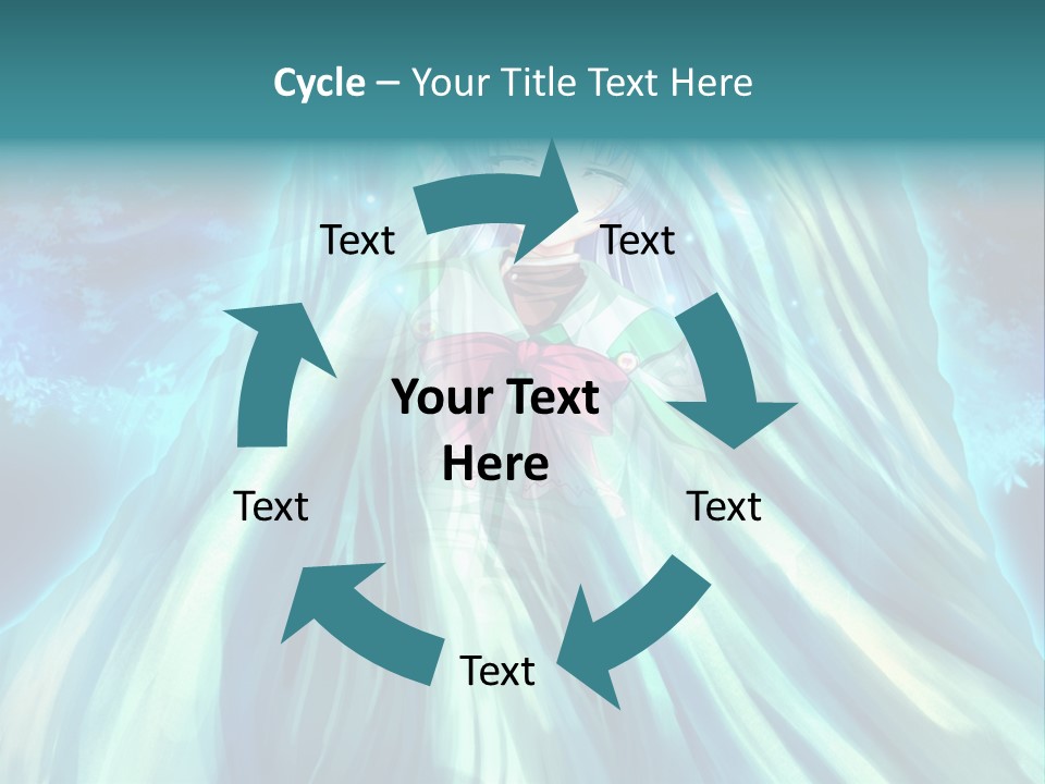 A Woman In A Blue Dress Standing In Front Of A Waterfall PowerPoint Template