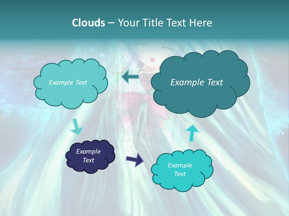 A Woman In A Blue Dress Standing In Front Of A Waterfall PowerPoint Template