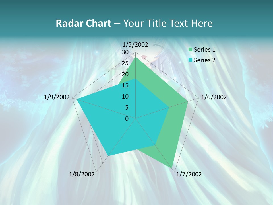 A Woman In A Blue Dress Standing In Front Of A Waterfall PowerPoint Template