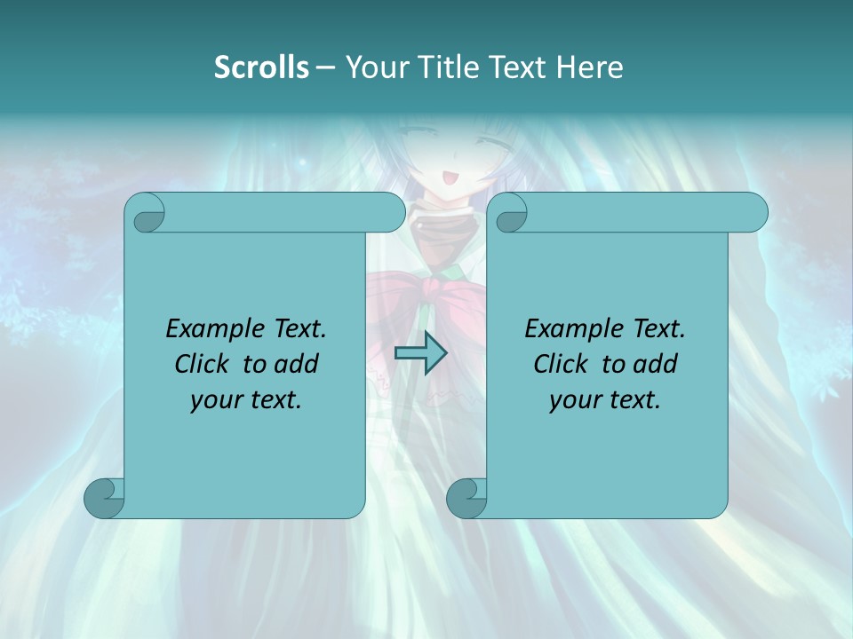 A Woman In A Blue Dress Standing In Front Of A Waterfall PowerPoint Template