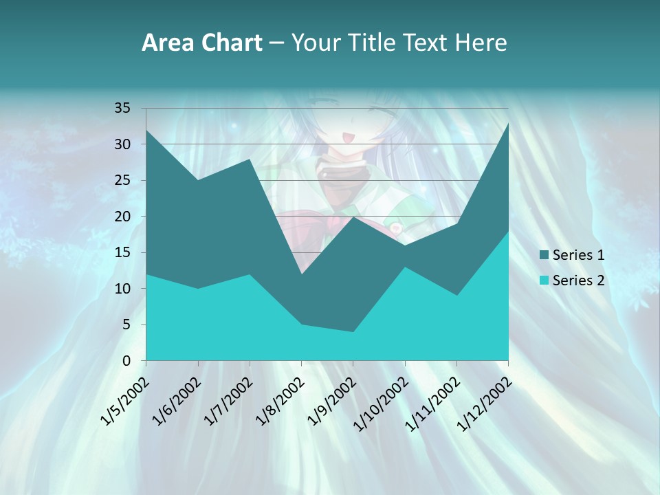 A Woman In A Blue Dress Standing In Front Of A Waterfall PowerPoint Template