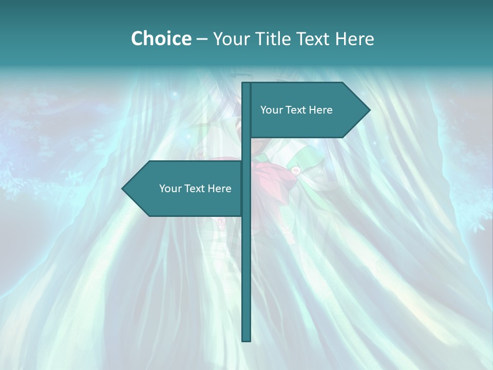 A Woman In A Blue Dress Standing In Front Of A Waterfall PowerPoint Template