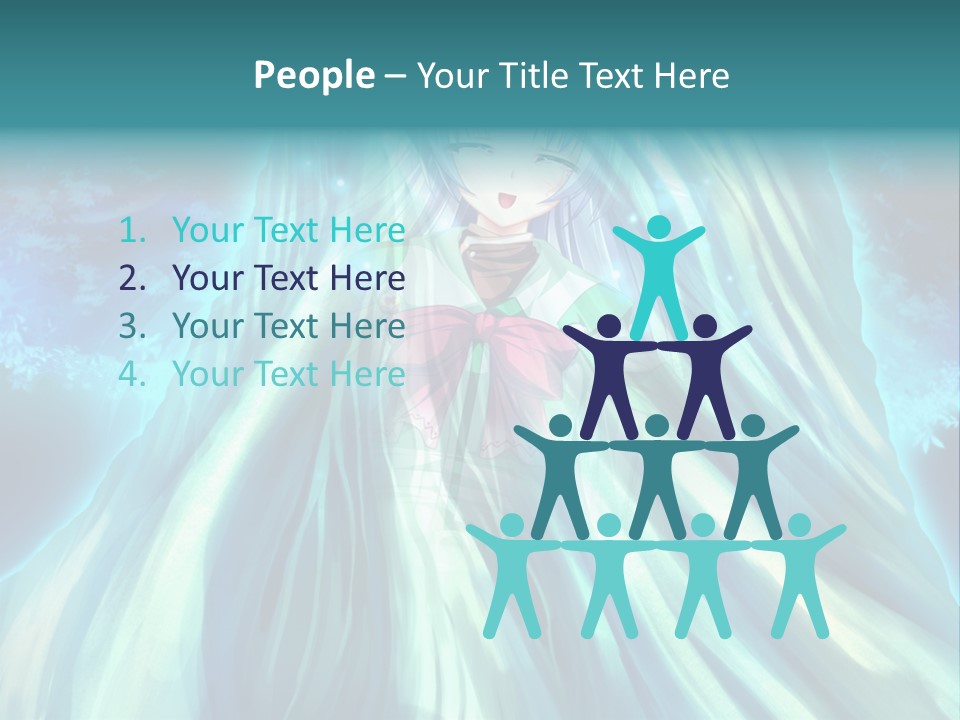 A Woman In A Blue Dress Standing In Front Of A Waterfall PowerPoint Template