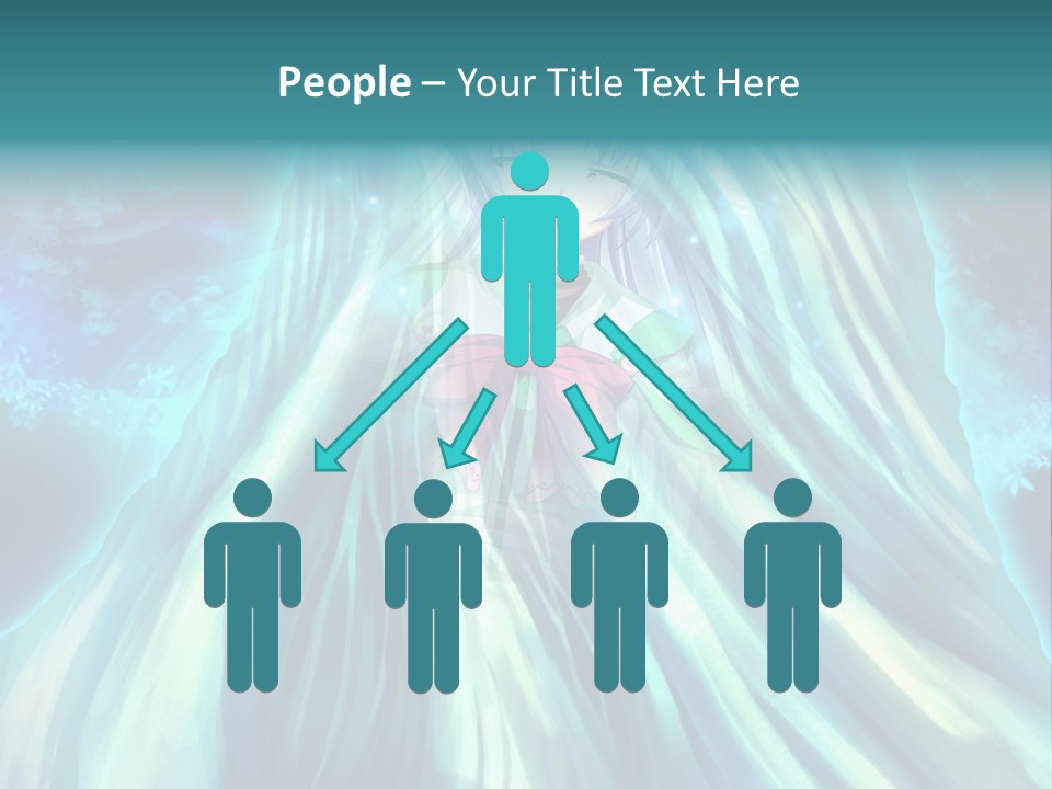 A Woman In A Blue Dress Standing In Front Of A Waterfall PowerPoint Template