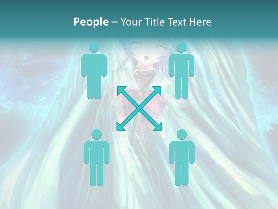 A Woman In A Blue Dress Standing In Front Of A Waterfall PowerPoint Template