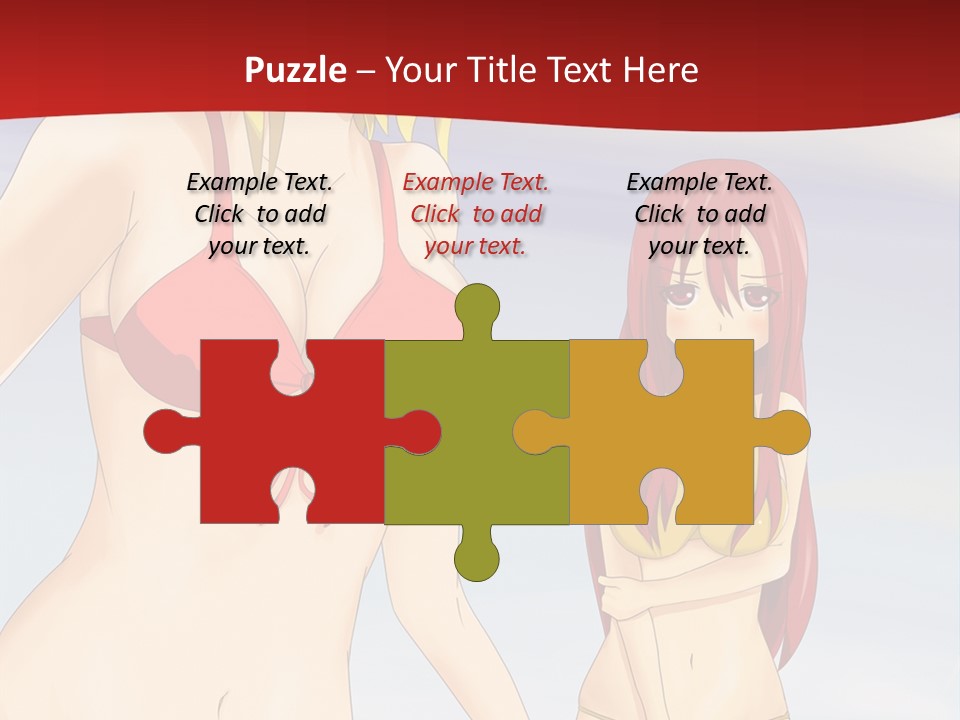 Two Women In Bikinis On The Beach Powerpoint Template PowerPoint Template