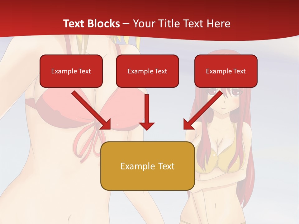 Two Women In Bikinis On The Beach Powerpoint Template PowerPoint Template