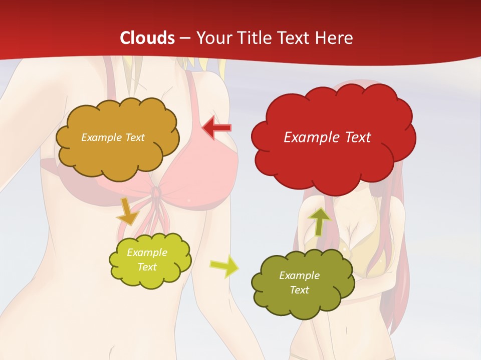 Two Women In Bikinis On The Beach Powerpoint Template PowerPoint Template