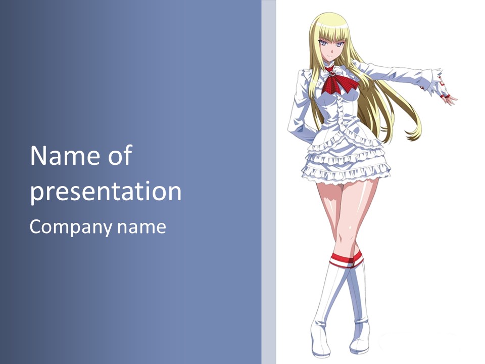 A Girl In A Short Skirt And Boots Is Standing Next To A Wall PowerPoint Template
