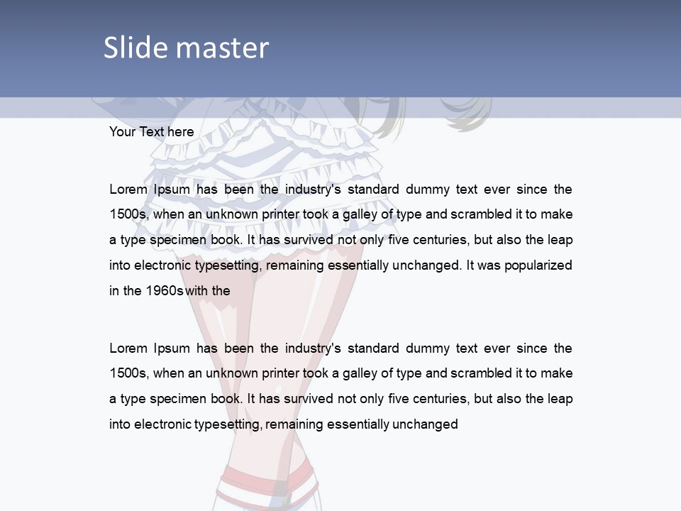 A Girl In A Short Skirt And Boots Is Standing Next To A Wall PowerPoint Template