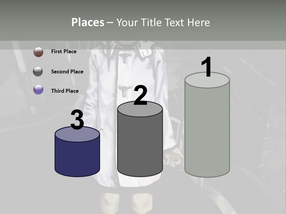 A Girl In A White Coat Is Standing On The Street PowerPoint Template