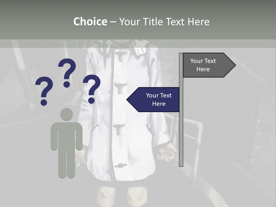A Girl In A White Coat Is Standing On The Street PowerPoint Template