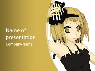 A Woman In A Black Dress With A Hat On Her Head PowerPoint Template