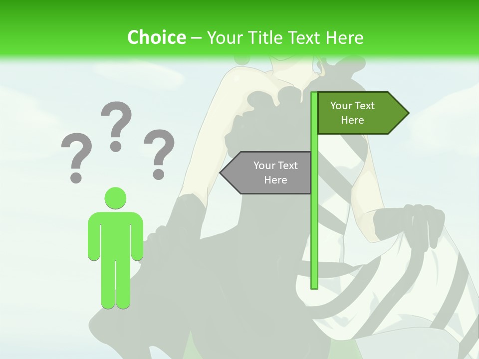 A Woman In A Black And White Dress With A Green Background PowerPoint Template