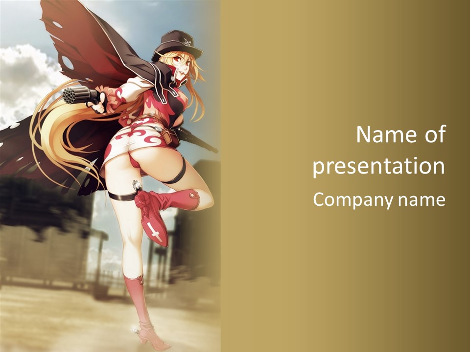 A Woman With A Sword In Her Hand Powerpoint Presentation Template PowerPoint Template