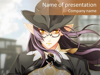 A Woman With Long Hair Wearing A Hat And Glasses PowerPoint Template