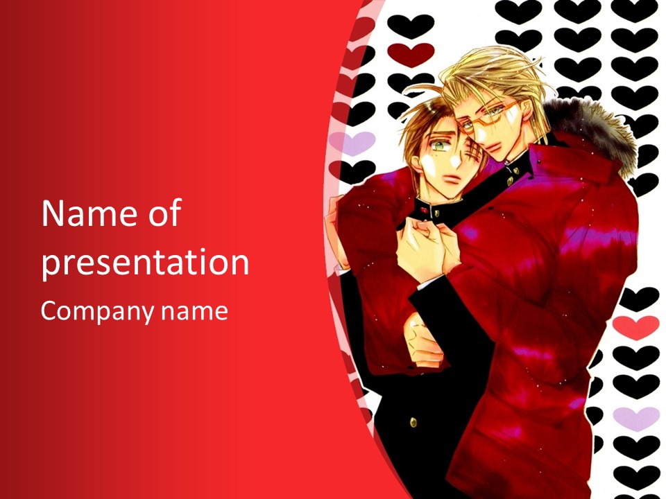 A Man And Woman Hugging In Front Of Hearts PowerPoint Template