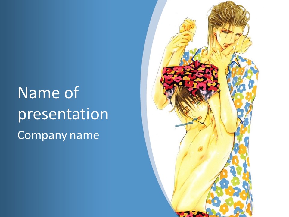 A Man In A Bathing Suit Holding A Flower In His Hand PowerPoint Template