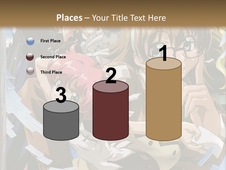 A Group Of Anime Characters With A Brown Background PowerPoint Template