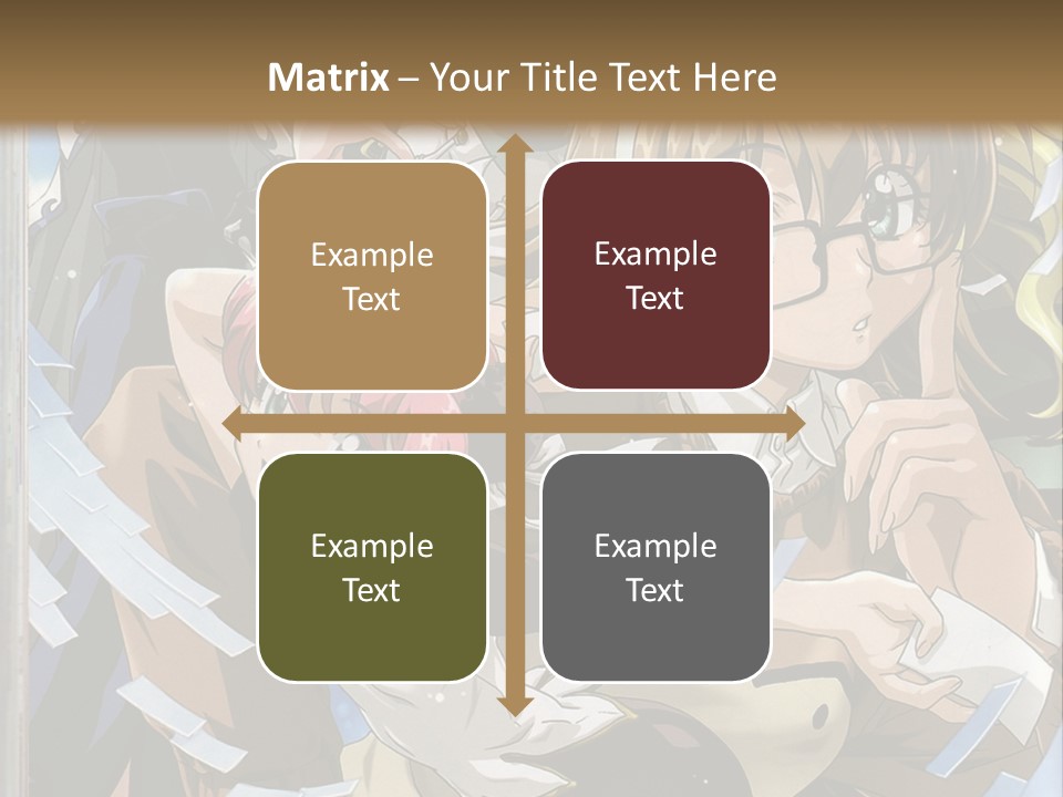 A Group Of Anime Characters With A Brown Background PowerPoint Template